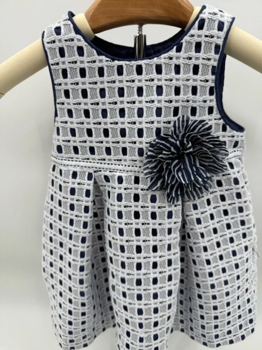 Marmellata Baby Girl Dress 12M Navy White Lace Overlay Sleeveless Spring Party